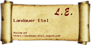 Landauer Etel névjegykártya